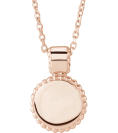 88596 Necklace 14K Rose 14.6 X 10 Mm 16-18 In Polished Engravable Beaded Disc Necklace