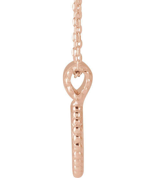 88596 Necklace 14K Rose 14.6 X 10 Mm 16-18 In Polished Engravable Beaded Disc Necklace