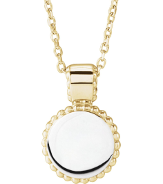 88596 Necklace 14K YellowWhite 14.6 X 10 Mm 16-18 In Polished Engravable Beaded Disc Necklace