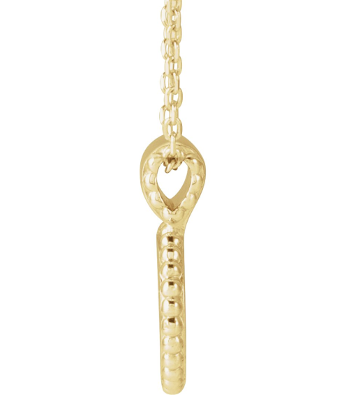 88596 Necklace 14K YellowWhite 14.6 X 10 Mm 16-18 In Polished Engravable Beaded Disc Necklace