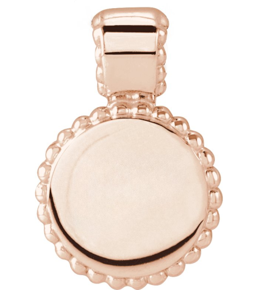 88596 Pendant 14K Rose 14.75 X 10 Mm Polished Engravable Beaded Disc Pendant