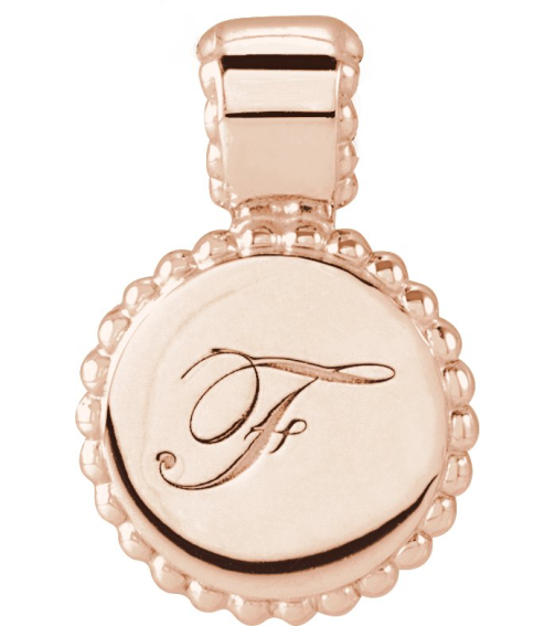 88596 Pendant 14K Rose 14.75 X 10 Mm Polished Engravable Beaded Disc Pendant