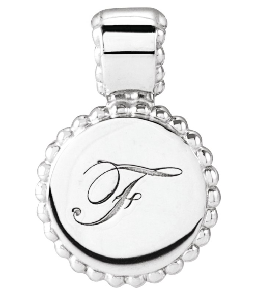 88596 Pendant 14K White 14.75 X 10 Mm Polished Engravable Beaded Disc Pendant