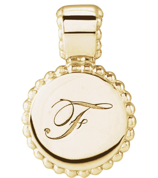 88596 Pendant 14K Yellow 14.75 X 10 Mm Polished Engravable Beaded Disc Pendant