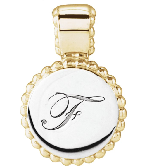 88596 Pendant 14K YellowWhite 14.75 X 10 Mm Polished Engravable Beaded Disc Pendant