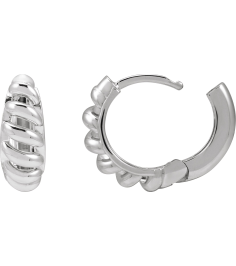 88460 Earring Sterling Silver 12.9 Mm 5.6 Mm Right Hinged Polished Rope Dome Huggie Earring