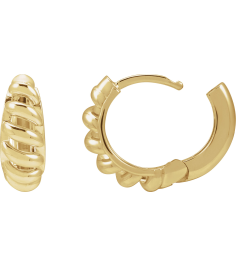 88460 Earring 14K Yellow 12.9 Mm 5.6 Mm Right Hinged Polished Rope Dome Huggie Earring