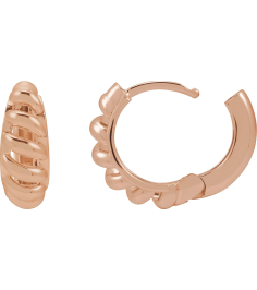 88460 Earring 14K Rose 12.9 Mm 5.6 Mm Right Hinged Polished Rope Dome Huggie Earring