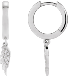 88531 Earring Set Natural Diamond Round 1 Mm 14K White Natural Diamond Pair Hinged Polished .03 Ctw Natural Diamond Angel Wing Hinged Hoop Earrings