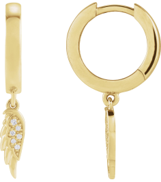 88531 Earring Set Natural Diamond Round 1 Mm 14K Yellow Natural Diamond Pair Hinged Polished .03 Ctw Natural Diamond Angel Wing Hinged Hoop Earrings