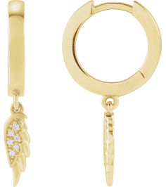 88531 Earring Set Natural Diamond Round 1 Mm 14K Yellow Natural Diamond Pair Hinged Polished .03 Ctw Natural Diamond Angel Wing Hinged Hoop Earrings