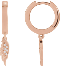 88531 Earring Set Natural Diamond Round 1 Mm 14K Rose Natural Diamond Pair Hinged Polished .03 Ctw Natural Diamond Angel Wing Hinged Hoop Earrings