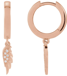 88531 Earring Set Natural Diamond Round 1 Mm 14K Rose Natural Diamond Pair Hinged Polished .03 Ctw Natural Diamond Angel Wing Hinged Hoop Earrings
