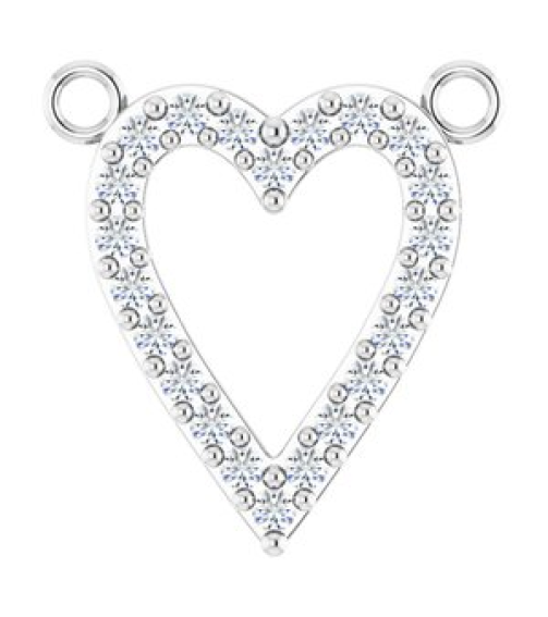 88611 Necklace Center Set 14K White Round Natural Diamond 13.4 X 12.5 Mm 1.2Mm 16 Ctw I1, G-H Polished 16 Ctw Natural Diamond Heart Necklace Center
