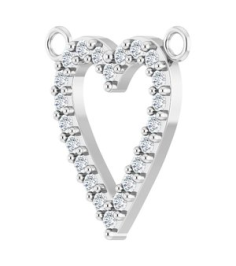 88611 Necklace Center Set 14K White Round Natural Diamond 13.4 X 12.5 Mm 1.2Mm 16 Ctw I1, G-H Polished 16 Ctw Natural Diamond Heart Necklace Center
