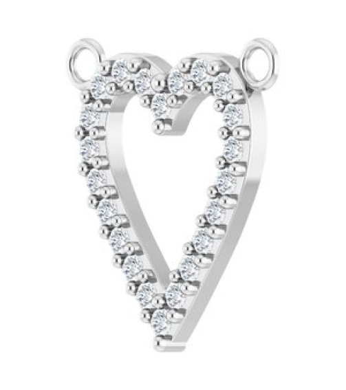 88611 Necklace Center Set 14K White Round Natural Diamond 13.4 X 12.5 Mm 1.2Mm 16 Ctw I1, G-H Polished 16 Ctw Natural Diamond Heart Necklace Center