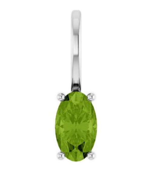88601 Pendant Set 14K White Oval Natural Peridot 5 X 3 Mm Polished Natural Peridot Solitaire Charm Pendant
