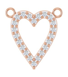 88611 Necklace Center Set 14K Rose Round Natural Diamond 13.4 X 12.5 Mm 1.2Mm 16 Ctw I1, G-H Polished 16 Ctw Natural Diamond Heart Necklace Center