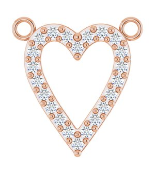 88611 Necklace Center Set 14K Rose Round Natural Diamond 13.4 X 12.5 Mm 1.2Mm 16 Ctw I1, G-H Polished 16 Ctw Natural Diamond Heart Necklace Center