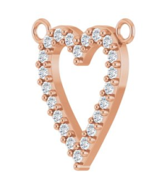 88611 Necklace Center Set 14K Rose Round Natural Diamond 13.4 X 12.5 Mm 1.2Mm 16 Ctw I1, G-H Polished 16 Ctw Natural Diamond Heart Necklace Center