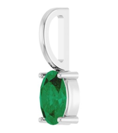 88601 Pendant Set Sterling Silver Oval Natural Emerald 6 X 4 Mm Polished Natural Emerald Solitaire Charm Pendant