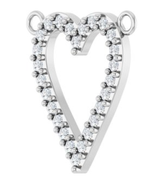 88611 Necklace Center Set 14K White Round Natural Diamond 14 X 13.6 Mm 1.2Mm 16 Ctw I1, G-H Polished 16 Ctw Natural Diamond Heart Necklace Center