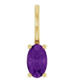 88601 Pendant Set 14K Yellow Oval Natural Amethyst 5 X 3 Mm Polished Natural Amethyst Solitaire Charm Pendant