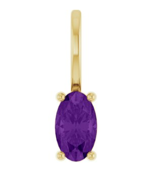 88601 Pendant Set 14K Yellow Oval Natural Amethyst 5 X 3 Mm Polished Natural Amethyst Solitaire Charm Pendant