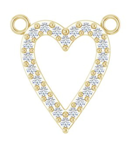 88611 Necklace Center Set 14K Yellow Round Natural Diamond 13.4 X 12.5 Mm 1.2Mm 16 Ctw I1, G-H Polished 16 Ctw Natural Diamond Heart Necklace Center