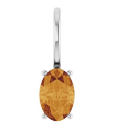 88601 Pendant Set Sterling Silver Oval Natural Citrine 6 X 4 Mm Polished Natural Citrine Solitaire Charm Pendant