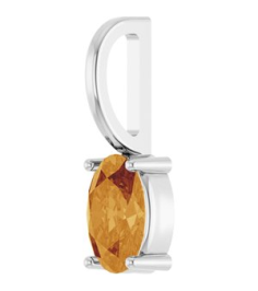 88601 Pendant Set Sterling Silver Oval Natural Citrine 6 X 4 Mm Polished Natural Citrine Solitaire Charm Pendant