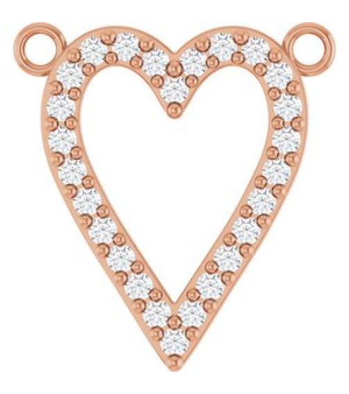 88611 Necklace Center Set 14K Rose Round Natural Diamond 14 X 13.6 Mm 1.2Mm 16 Ctw I1, G-H Polished 16 Ctw Natural Diamond Heart Necklace Center