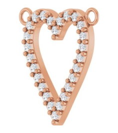 88611 Necklace Center Set 14K Rose Round Natural Diamond 14 X 13.6 Mm 1.2Mm 16 Ctw I1, G-H Polished 16 Ctw Natural Diamond Heart Necklace Center