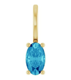 88601 Pendant Set 14K Yellow Oval Natural Blue Zircon 5 X 3 Mm Polished Natural Zircon Solitaire Charm Pendant