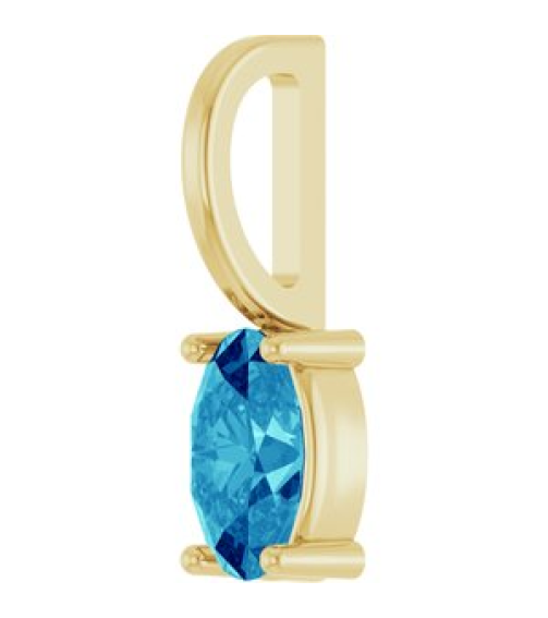 88601 Pendant Set 14K Yellow Oval Natural Blue Zircon 5 X 3 Mm Polished Natural Zircon Solitaire Charm Pendant