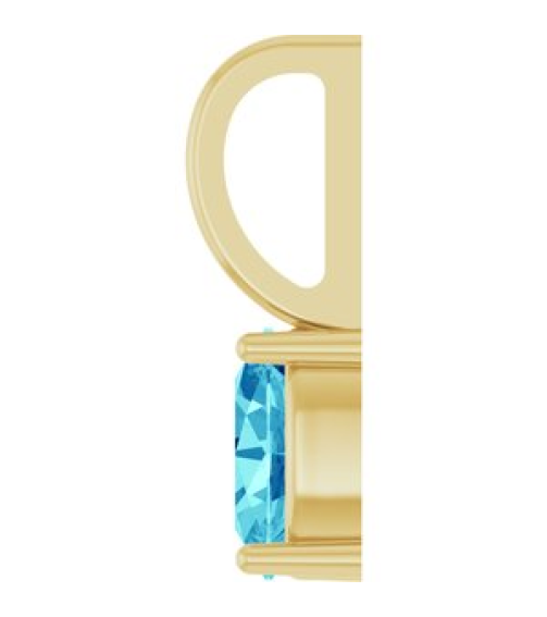 88601 Pendant Set 14K Yellow Oval Natural Blue Zircon 5 X 3 Mm Polished Natural Zircon Solitaire Charm Pendant