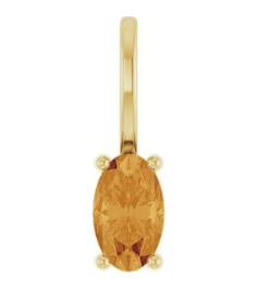 88601 Pendant Set 14K Yellow Oval Natural Citrine 5 X 3 Mm Polished Natural Citrine Solitaire Charm Pendant