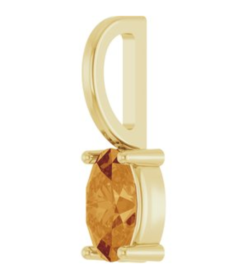 88601 Pendant Set 14K Yellow Oval Natural Citrine 5 X 3 Mm Polished Natural Citrine Solitaire Charm Pendant