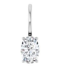 88601 Pendant Set Sterling Silver Oval Natural White Sapphire 6 X 4 Mm Polished Natural White Sapphire Solitaire Charm Pendant