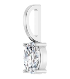 88601 Pendant Set Sterling Silver Oval Natural White Sapphire 6 X 4 Mm Polished Natural White Sapphire Solitaire Charm Pendant
