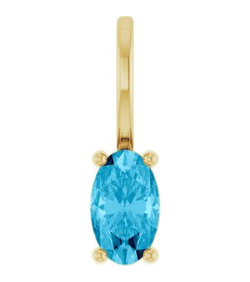 88601 Pendant Set 14K Yellow Oval Natural Aquamarine 5 X 3 Mm Polished Natural Aquamarine Solitaire Charm Pendant
