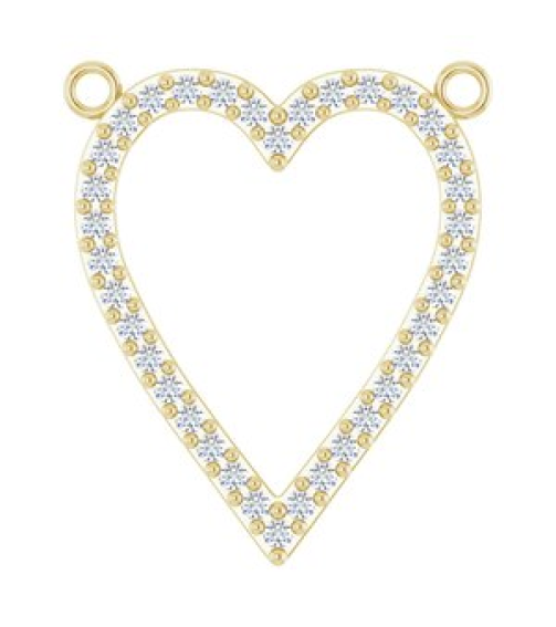 88611 Necklace Center Set 14K Yellow Round Natural Diamond 19.7 X 16.7 Mm 1.2Mm 14 Ctw I1, G-H Polished 14 Ctw Natural Diamond Heart Necklace Center