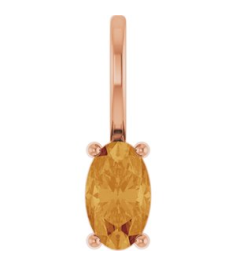 88601 Pendant Set 14K Rose Oval Natural Citrine 5 X 3 Mm Polished Natural Citrine Solitaire Charm Pendant