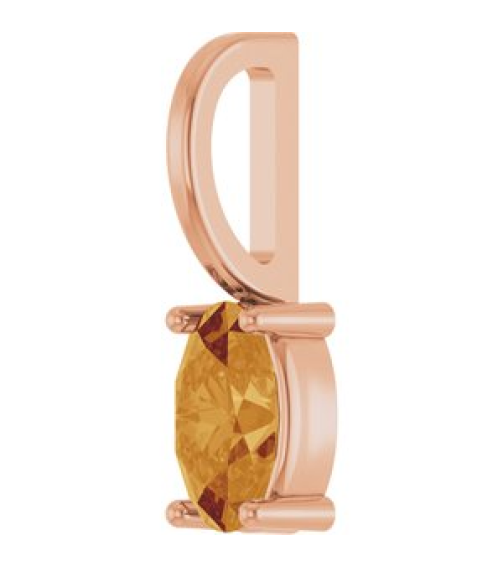 88601 Pendant Set 14K Rose Oval Natural Citrine 5 X 3 Mm Polished Natural Citrine Solitaire Charm Pendant