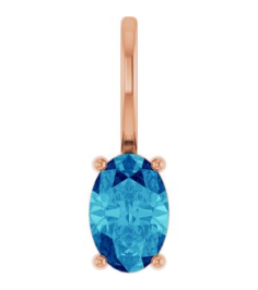 88601 Pendant Set 14K Rose Oval Natural Blue Zircon 6 X 4 Mm Polished Natural Zircon Solitaire Charm Pendant