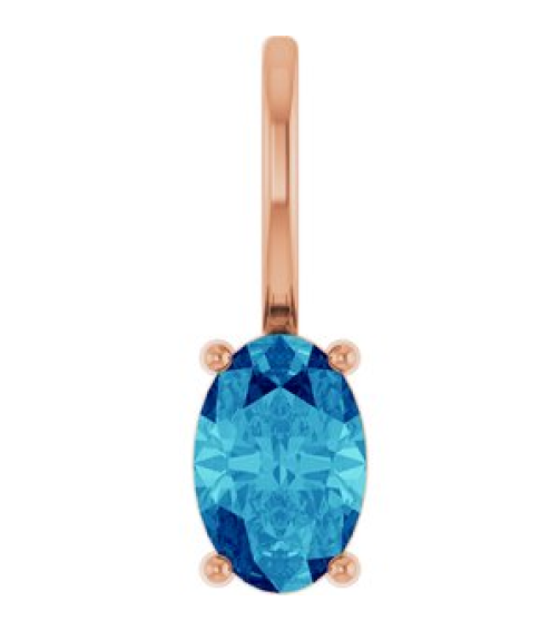 88601 Pendant Set 14K Rose Oval Natural Blue Zircon 6 X 4 Mm Polished Natural Zircon Solitaire Charm Pendant