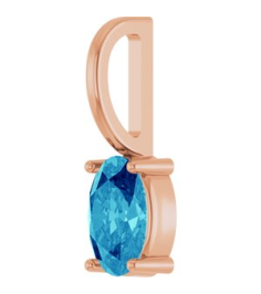 88601 Pendant Set 14K Rose Oval Natural Blue Zircon 6 X 4 Mm Polished Natural Zircon Solitaire Charm Pendant