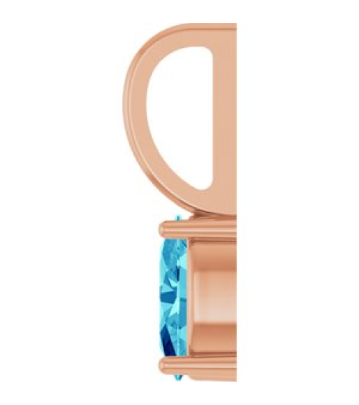 88601 Pendant Set 14K Rose Oval Natural Blue Zircon 6 X 4 Mm Polished Natural Zircon Solitaire Charm Pendant