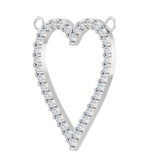 88611 Necklace Center Set Platinum Round Natural Diamond 19.7 X 16.7 Mm 1.2Mm 14 Ctw I1, G-H Polished 14 Ctw Natural Diamond Heart Necklace Center