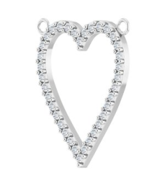 88611 Necklace Center Set 14K White Round Natural Diamond 19.7 X 16.7 Mm 1.2Mm 14 Ctw I1, G-H Polished 14 Ctw Natural Diamond Heart Necklace Center